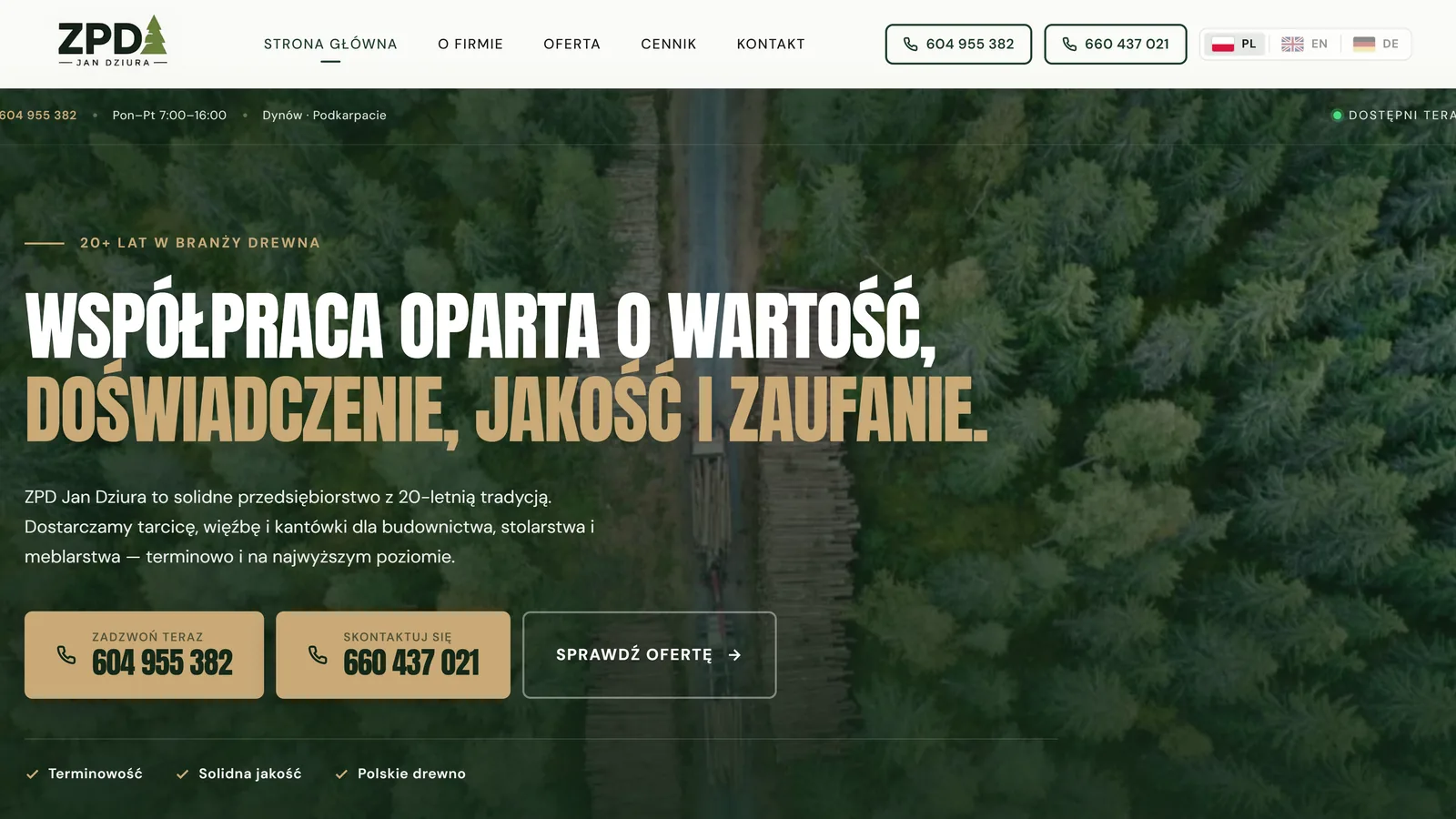 Nowa strona internetowa tartaku